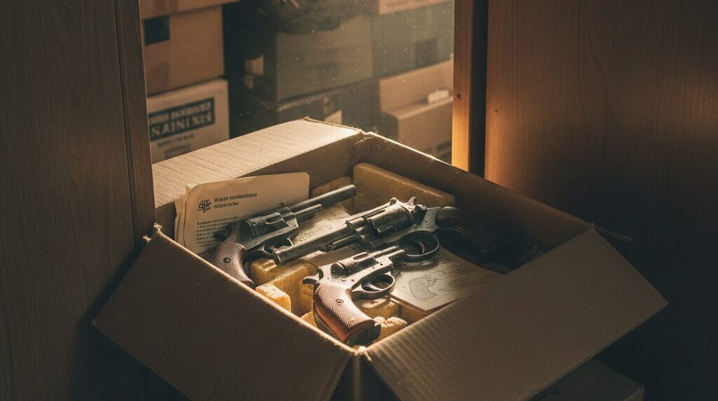 押し入れから出てきた古いエアガンと箱