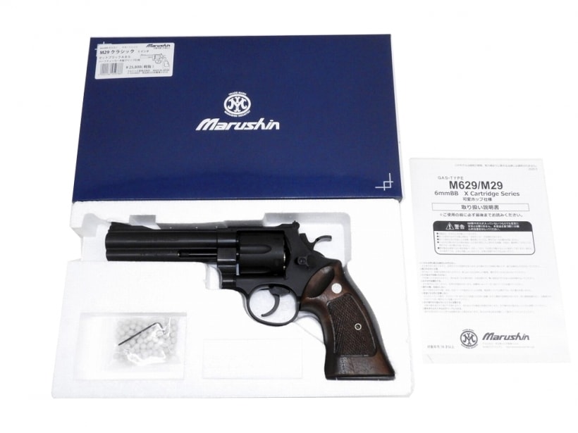 [マルシン] M29 クラシック 5インチ マットブラックABS ハーフチェッカー木製グリップ
